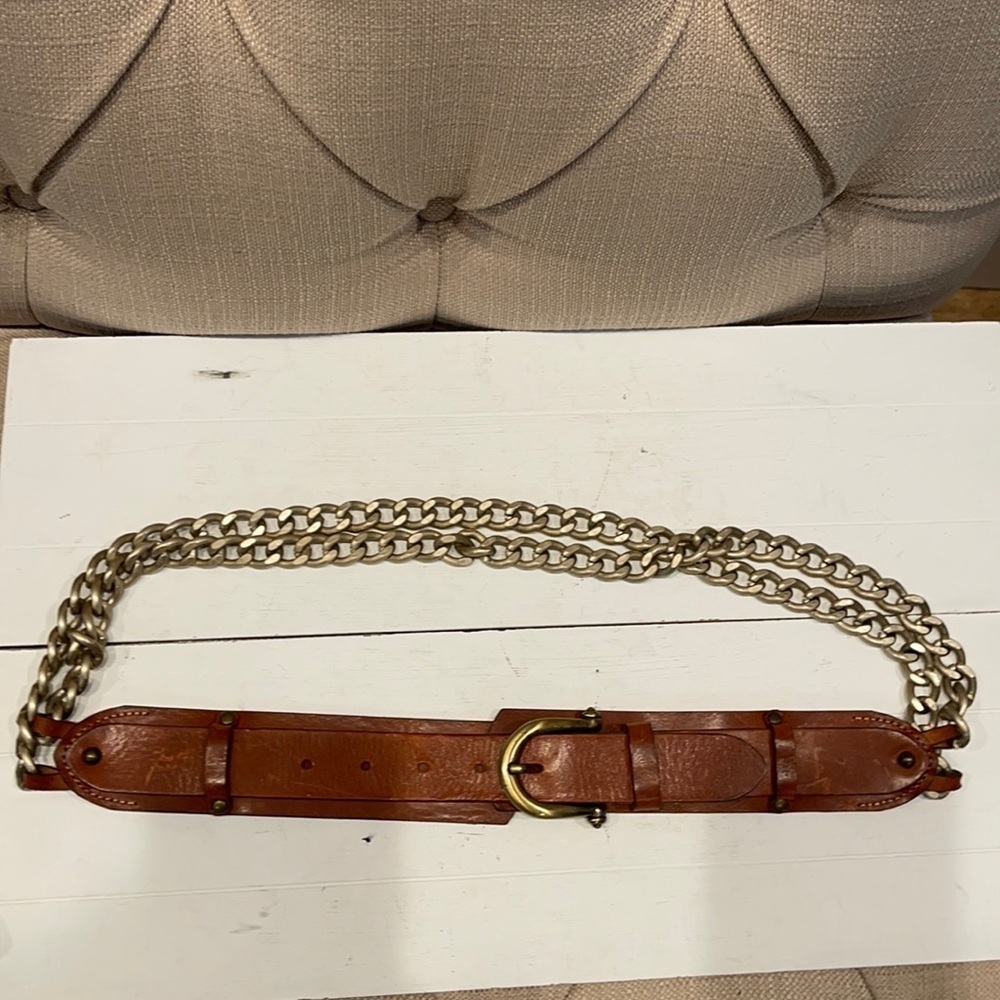 fabio Corti Leather/Chain Belt Made in Italy. Sz M
